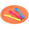 Basicwise Reusable Cutlery Set (1 of Green, Pink, Blue, Orange) Plastic Plates, Spoons, Forks and Knives QI003831.4